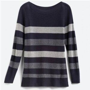 Stitch Fix Market & Spruce Tawnee Cotton Blend Waffle Stitch Sweater Navy Blue L